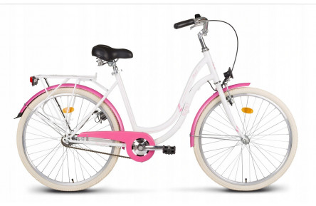 Городской велосипед Romet Angel 26" L бело-розовый